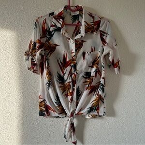 Ember Sheer Button Up Shirt Floral Vacation Hawaii Beach Resort Women’s Small